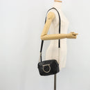 Salvatore Ferragamo Gancini Chain Shoulder Bag Leather Black Gold Auth 176787-22