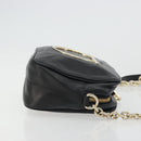 Salvatore Ferragamo Gancini Chain Shoulder Bag Leather Black Gold Auth 176787-4