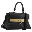 Salvatore Ferragamo Gancini Sofia Hand Bag Leather 2way Black Gold Auth 176789-1