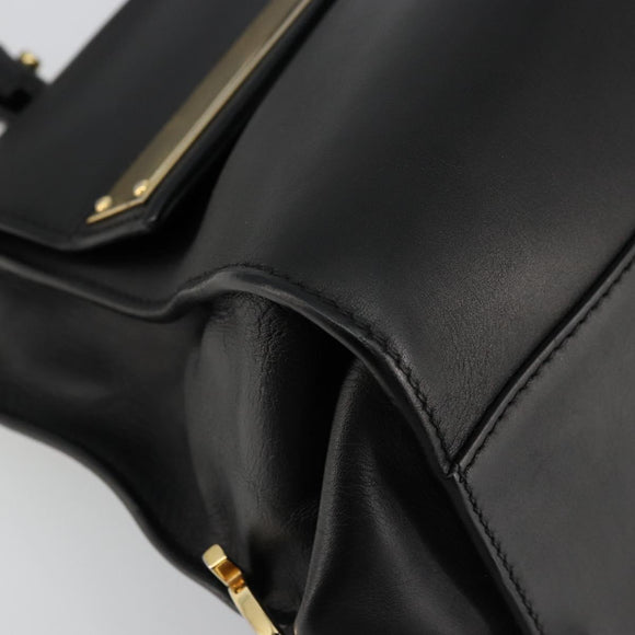 Salvatore Ferragamo Gancini Sofia Hand Bag Leather 2way Black Gold Auth 176789
