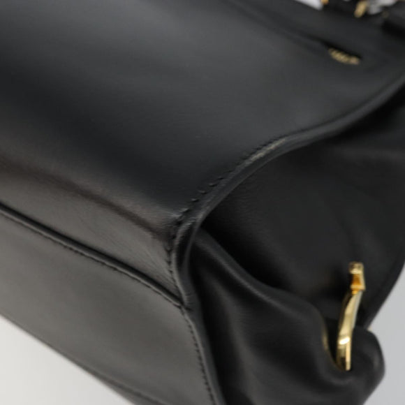 Salvatore Ferragamo Gancini Sofia Hand Bag Leather 2way Black Gold Auth 176789