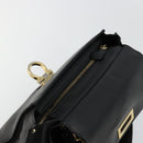 Salvatore Ferragamo Gancini Sofia Hand Bag Leather 2way Black Gold Auth 176789-21