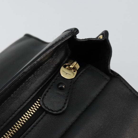 Salvatore Ferragamo Gancini Sofia Hand Bag Leather 2way Black Gold Auth 176789