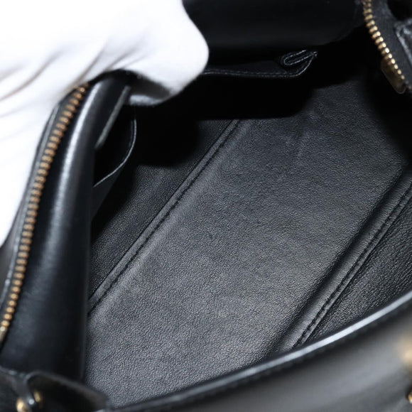 Salvatore Ferragamo Gancini Sofia Hand Bag Leather 2way Black Gold Auth 176789