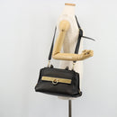 Salvatore Ferragamo Gancini Sofia Hand Bag Leather 2way Black Gold Auth 176789-30