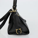 Salvatore Ferragamo Gancini Sofia Hand Bag Leather 2way Black Gold Auth 176789-3