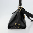 Salvatore Ferragamo Gancini Sofia Hand Bag Leather 2way Black Gold Auth 176789-4