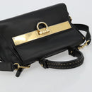Salvatore Ferragamo Gancini Sofia Hand Bag Leather 2way Black Gold Auth 176789-6