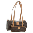 CELINE Macadam Canvas Boston Bag PVC Leather Brown Gold Auth 176802V-1