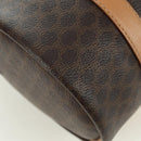 CELINE Macadam Canvas Boston Bag PVC Leather Brown Gold Auth 176802V-15