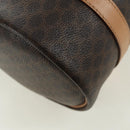 CELINE Macadam Canvas Boston Bag PVC Leather Brown Gold Auth 176802V-17