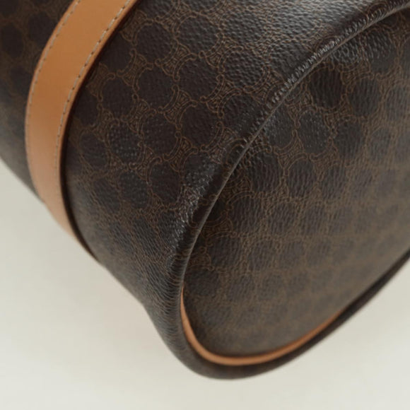 CELINE Macadam Canvas Boston Bag PVC Leather Brown Gold Auth 176802V