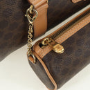 CELINE Macadam Canvas Boston Bag PVC Leather Brown Gold Auth 176802V-20