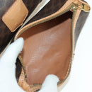CELINE Macadam Canvas Boston Bag PVC Leather Brown Gold Auth 176802V-21