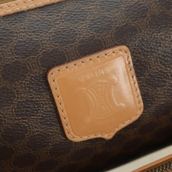CELINE Macadam Canvas Boston Bag PVC Leather Brown Gold Auth 176802V