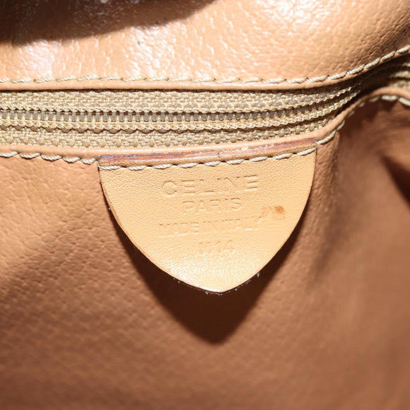 CELINE Macadam Canvas Boston Bag PVC Leather Brown Gold Auth 176802V