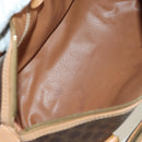 CELINE Macadam Canvas Boston Bag PVC Leather Brown Gold Auth 176802V-9