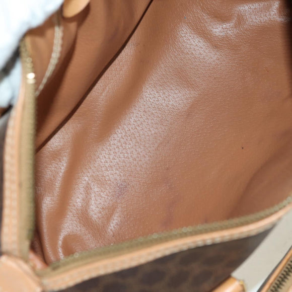 CELINE Macadam Canvas Boston Bag PVC Leather Brown Gold Auth 176802V