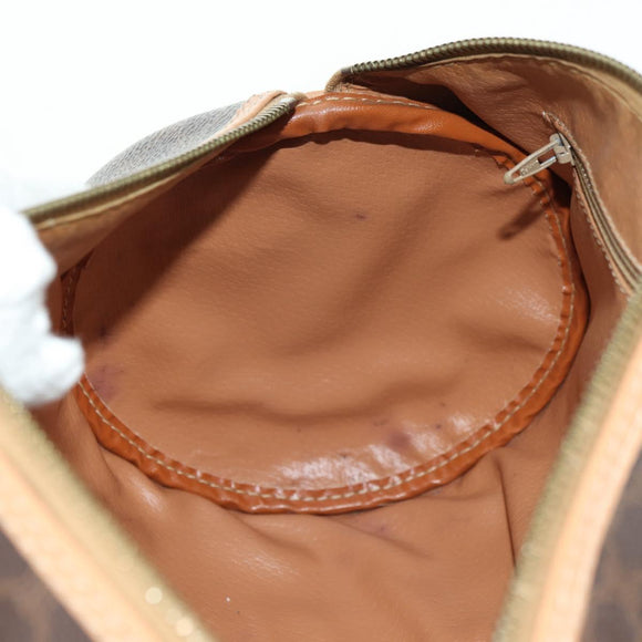 CELINE Macadam Canvas Boston Bag PVC Leather Brown Gold Auth 176802V