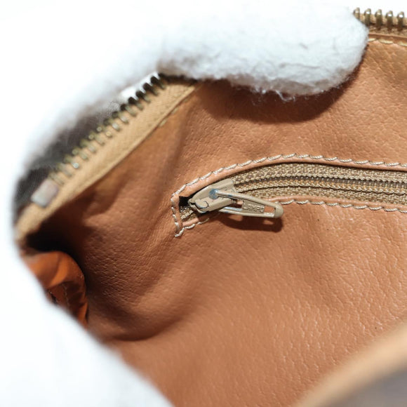 CELINE Macadam Canvas Boston Bag PVC Leather Brown Gold Auth 176802V