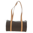 CELINE Macadam Canvas Boston Bag PVC Leather Brown Gold Auth 176802V-2