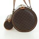 CELINE Macadam Canvas Boston Bag PVC Leather Brown Gold Auth 176802V-3