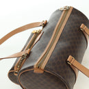 CELINE Macadam Canvas Boston Bag PVC Leather Brown Gold Auth 176802V-6