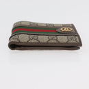 GUCCI Web Sherry Line GG Supreme Compact Wallet PVC Beige Red 597609 Auth 176813-6