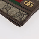 GUCCI Web Sherry Line GG Supreme Compact Wallet PVC Beige Red 597609 Auth 176813-14