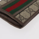 GUCCI Web Sherry Line GG Supreme Compact Wallet PVC Beige Red 597609 Auth 176813-15