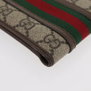 GUCCI Web Sherry Line GG Supreme Compact Wallet PVC Beige Red 597609 Auth 176813-16