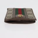 GUCCI Web Sherry Line GG Supreme Compact Wallet PVC Beige Red 597609 Auth 176813-3