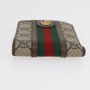 GUCCI Web Sherry Line GG Supreme Compact Wallet PVC Beige Red 597609 Auth 176813-4