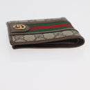 GUCCI Web Sherry Line GG Supreme Compact Wallet PVC Beige Red 597609 Auth 176813-5