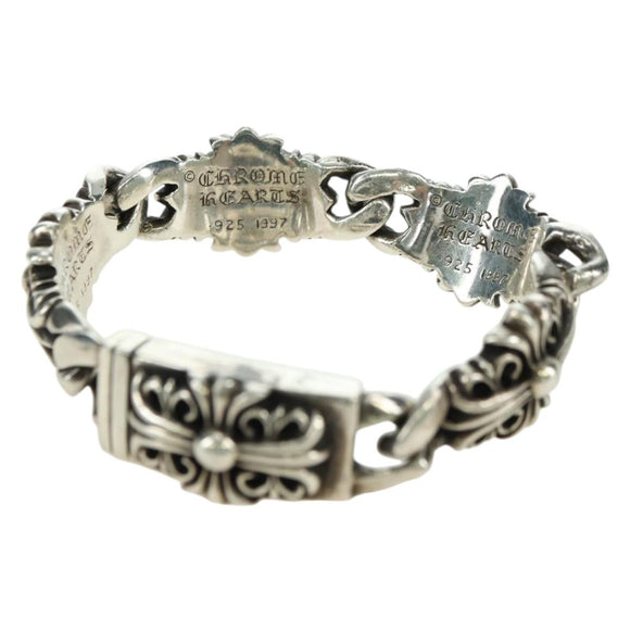 Chrome Hearts Keeper Link ID Bracelet Ag925 4 Links Silver Auth 176817SM