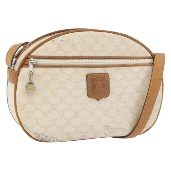 CELINE Macadam Canvas Shoulder Bag PVC White Auth 176818