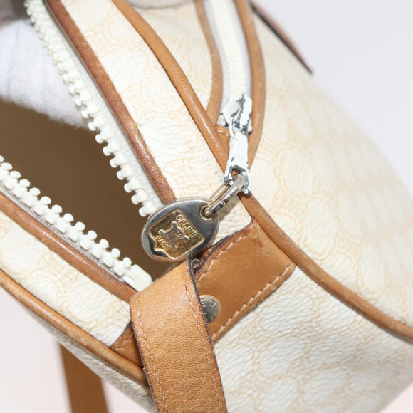 CELINE Macadam Canvas Shoulder Bag PVC White Auth 176818