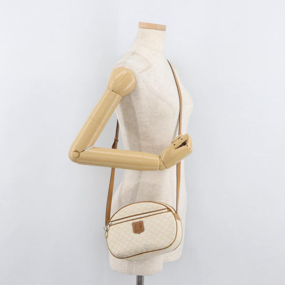 CELINE Macadam Canvas Shoulder Bag PVC White Auth 176818