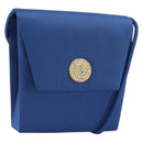 SAINT LAURENT Shoulder Bag Satin Blue Gold Auth 176819A-1