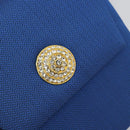 SAINT LAURENT Shoulder Bag Satin Blue Gold Auth 176819A-14