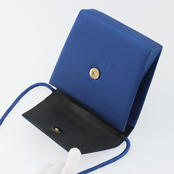SAINT LAURENT Shoulder Bag Satin Blue Gold Auth 176819A