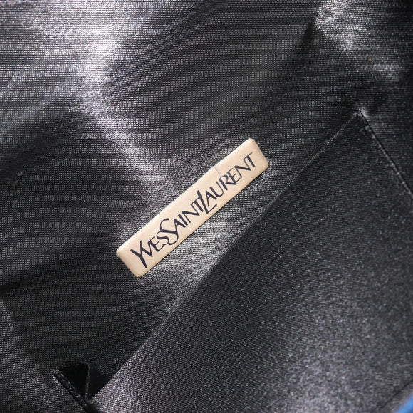 SAINT LAURENT Shoulder Bag Satin Blue Gold Auth 176819A