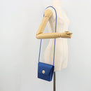 SAINT LAURENT Shoulder Bag Satin Blue Gold Auth 176819A-21