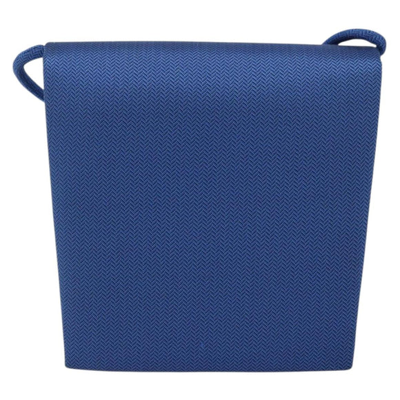 SAINT LAURENT Shoulder Bag Satin Blue Gold Auth 176819A