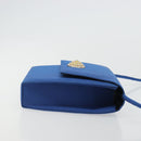 SAINT LAURENT Shoulder Bag Satin Blue Gold Auth 176819A-4