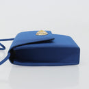 SAINT LAURENT Shoulder Bag Satin Blue Gold Auth 176819A-5