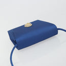 SAINT LAURENT Shoulder Bag Satin Blue Gold Auth 176819A-6
