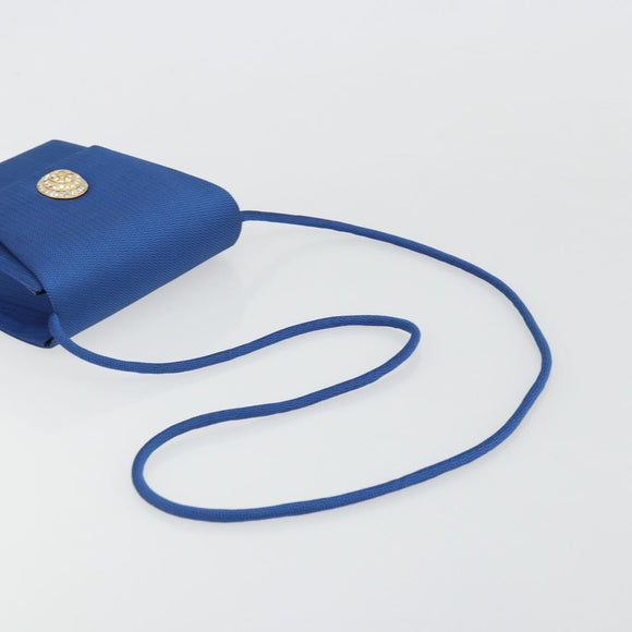 SAINT LAURENT Shoulder Bag Satin Blue Gold Auth 176819A