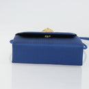 SAINT LAURENT Shoulder Bag Satin Blue Gold Auth 176819A-9