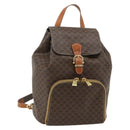 CELINE Macadam Canvas Backpack PVC Leather Brown Gold Auth 176821-1